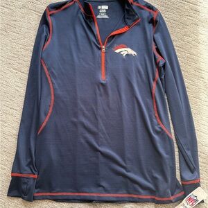 NFL Women's Navy and Red Quarter-Zip Top